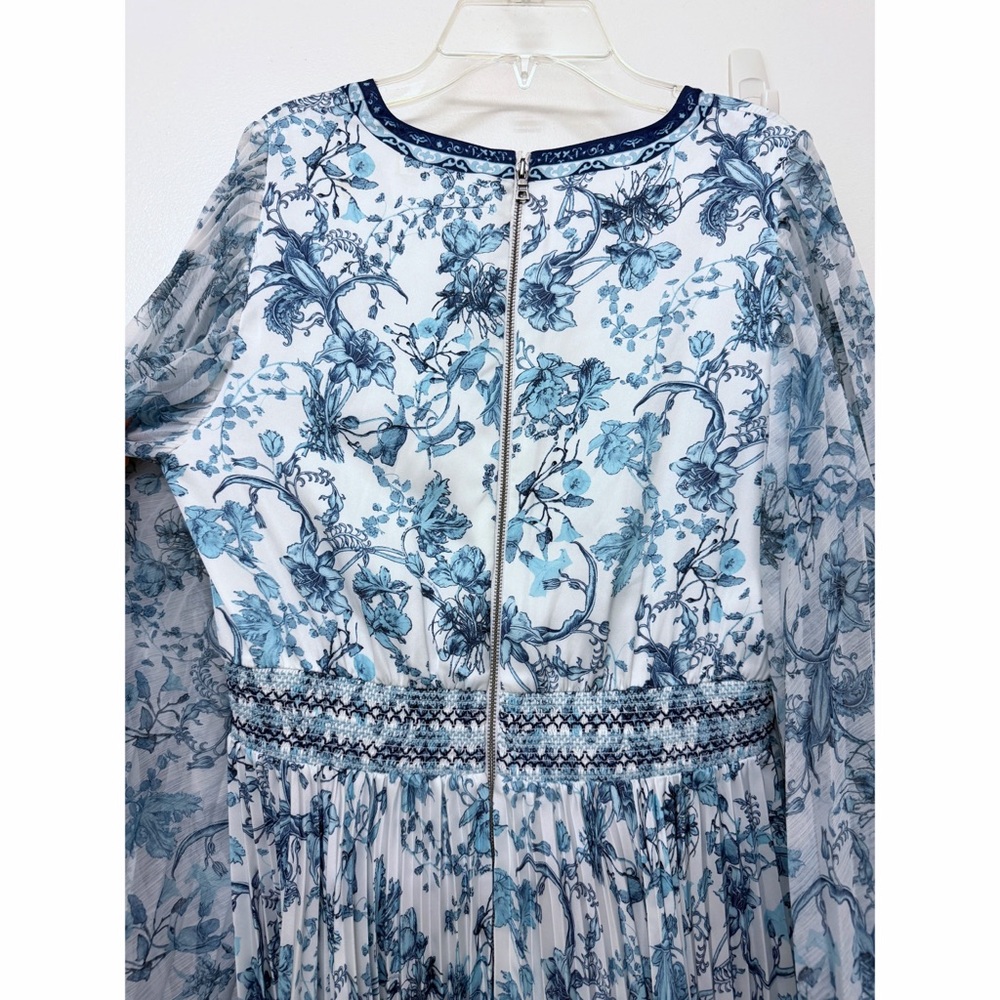 Alice + Olivia Sion Sunburst Pleated Maxi Dress Spring Sky Blue Floral Print 10 - Picture 12 of 16